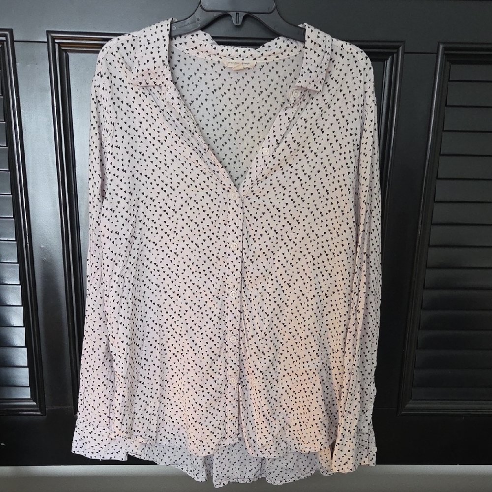 beachlunchlounge Cream and Black Spotted Blouse
